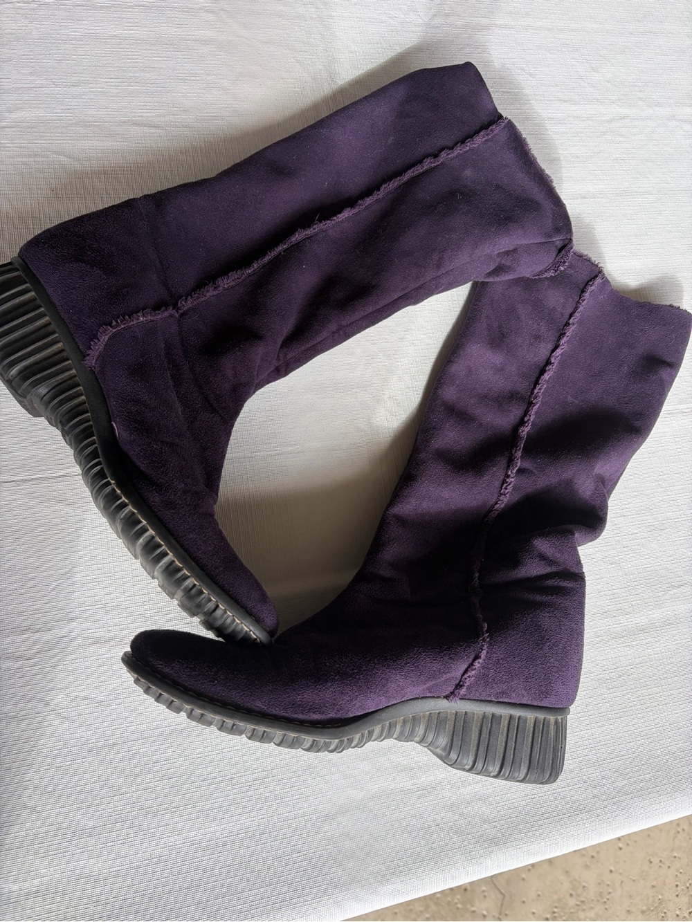 Anne Klein Women’s Tall Suede Purple Boots - Comfortable Everyday Style
